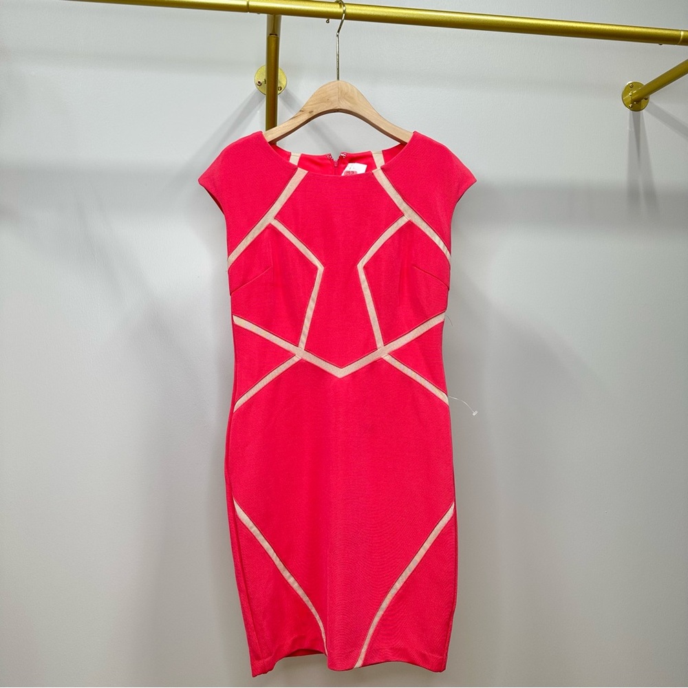 Jodi Kristopher Pink Fitted Pattern Mini Dress